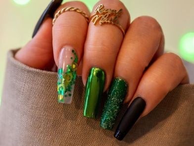 Green chrome and glitter